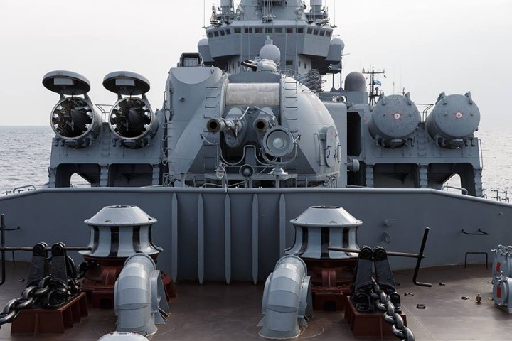 Работа иностранных СМИ на крейсере «Москва» в Средиземном море