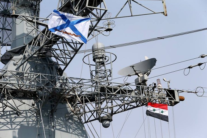 Работа иностранных СМИ на крейсере «Москва» в Средиземном море