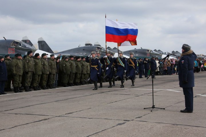 Прибытие экипажей ВКС России с авиабазы Хмеймим на авиабазу в Воронежской области