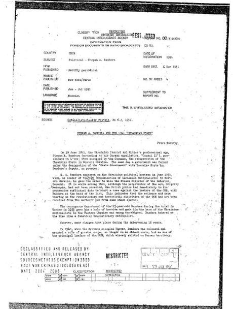 ЦРУ США официально: «Бандера был немецким шпионом»