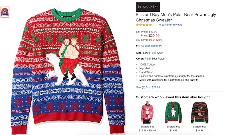 На Amazon продаётся свитер с Путиным и Трампом