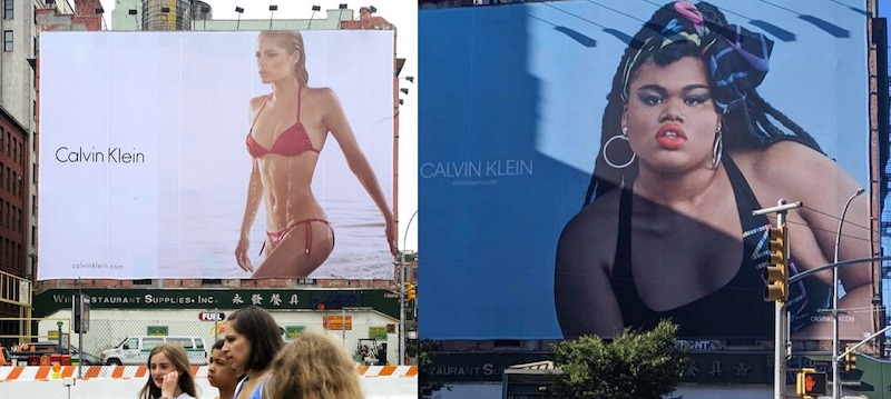 Плакаты Calvin Klein в 2009 и 2019